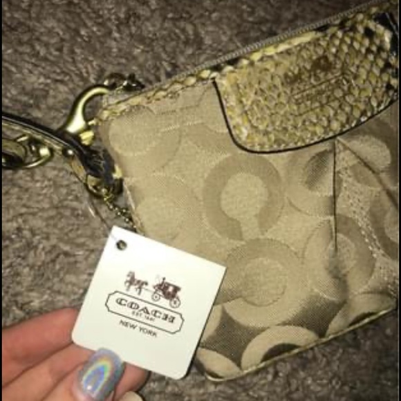 Brand new Coach wristlet with tags on it! Snakeskin trim - Picture 2 of 2